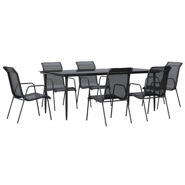 vidaXL Ensemble à manger de jardin 7 Pièces noir textilène et acier