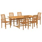 vidaXL Ensemble de salle à manger pour jardin 7 Pièces Marron