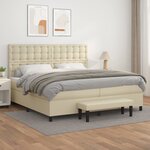 vidaXL Sommier à lattes de lit avec matelas Crème 200x200cm Similicuir