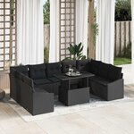 vidaXL Ensemble de canapé de jardin 10 Pièces Noir 100 x 55 x 73 cm