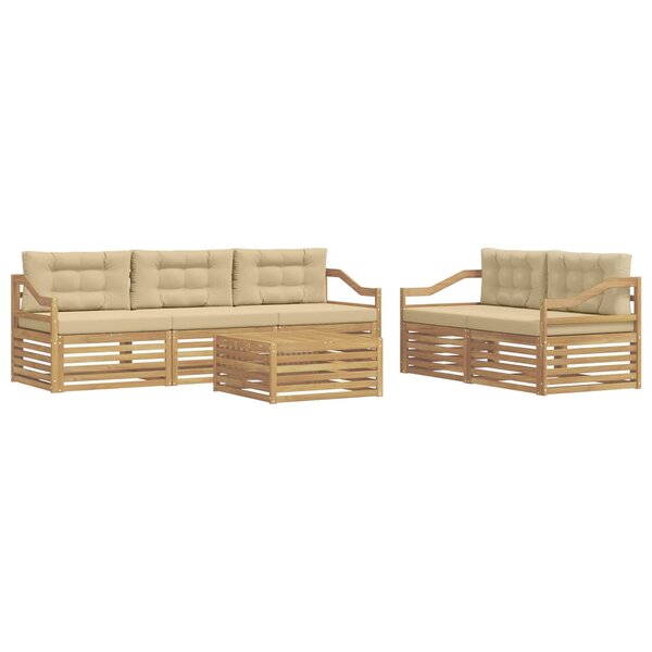 vidaXL Ensemble de canapés d'extérieur 6 Pièces Blanc et Beige
