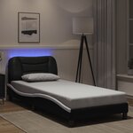vidaXL Cadre de lit avec LED sans matelas noir et blanc 90x190 cm