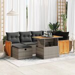 vidaXL Salon de jardin 8 Pièces avec coussins gris résine tressée