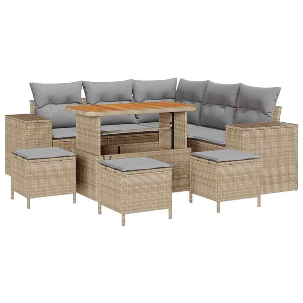 vidaXL Ensemble de canapé de jardin 9 Pièces Beige et Gris clair