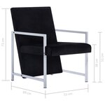 vidaXL Fauteuil avec pieds chromés Noir Velours