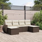 vidaXL Salon de jardin avec coussins 6 Pièces marron résine tressée