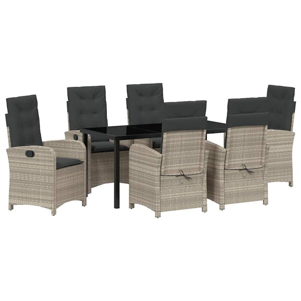 vidaXL Ensemble de salle à manger pour jardin 7 Pièces Gris clair