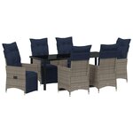 vidaXL Ensemble table et chaises avec coussin 7 Pièces Gris Rotin PE