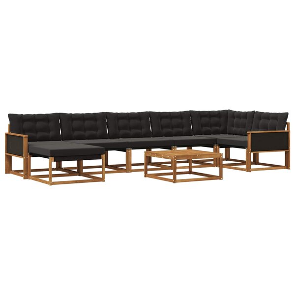 vidaXL Ensemble de canapés d'extérieur 8 Pièces Naturel et noir
