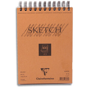 Bloc Sketch croquis RI 14,8X21 90g 100F blanc CLAIREFONTAINE