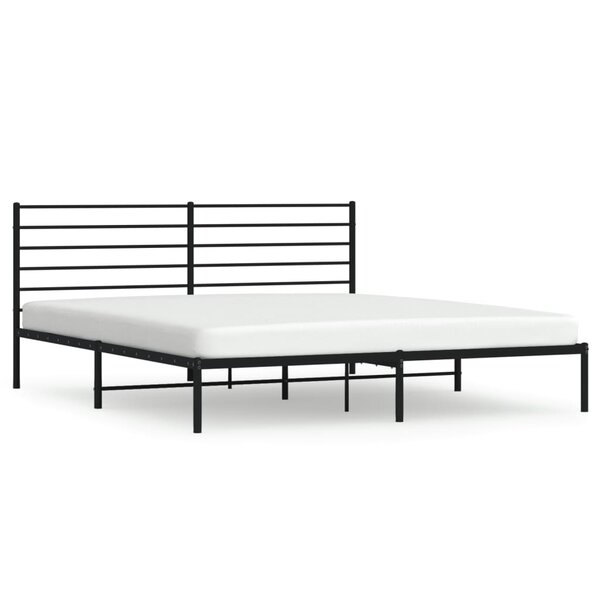 vidaXL Cadre de lit métal avec tête de lit noir 193x203 cm