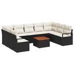vidaXL Ensemble de canapé de jardin 10 Pièces Noir  blanc