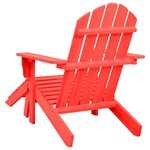 vidaXL Chaise de jardin Adirondack avec pouf Bois de sapin Rouge