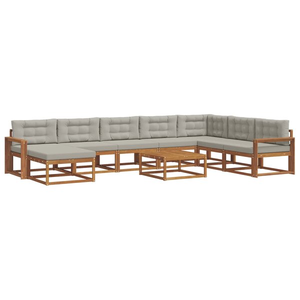 vidaXL Ensemble de canapés d'extérieur 9 Pièces Gris Naturel et Clair