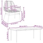 vidaXL Ensemble à manger de jardin 9Pièces noir poly rotin verre