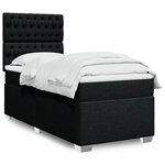 vidaXL Sommier à lattes de lit et matelas Noir 80x200 cm Tissu