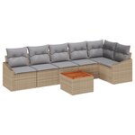 vidaXL Ensemble de salon de jardin 7 pièces avec coussins en polyrattan beige et en acacia.