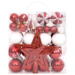 vidaXL Ensemble de boules de Noël 64 Pièces Rouge et blanc