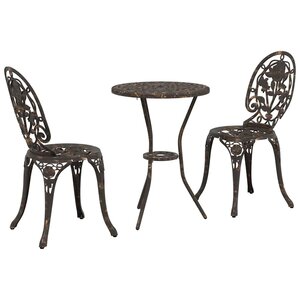 vidaXL Ensemble bistro de jardin 3 Pièces Bronze Aluminium