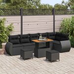 vidaXL Ensemble de canapé de jardin 9 Pièces Noir Poly Rattan