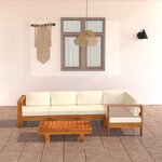 vidaXL Salon de jardin 6 Pièces avec coussins blanc crème Bois d'acacia