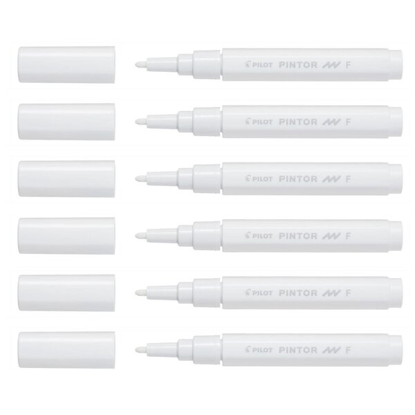 Marqueur à pigment PINTOR pointe ogive fine blanc x 6 PILOT