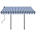Vidaxl auvent manuel rétractable avec poteaux 3 5x2 5 m bleu et blanc