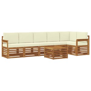 vidaXL Ensemble de canapé d'angle avec coussin 7 Pièces Naturel et Crème