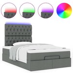 vidaXL Cadre de lit ottoman avec matelas gris foncé 120x200cm tissu