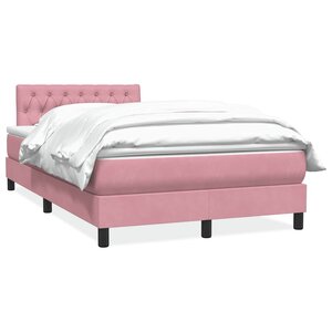 vidaXL Sommier à lattes de lit avec matelas rose 120x210 cm velours