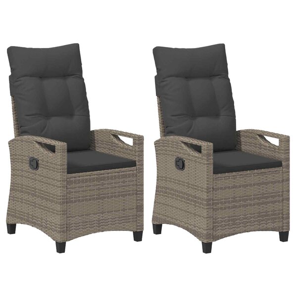 vidaXL Chaise de jardin 2 Pièces Gris et Gris foncé 56 x 60 x 112 cm