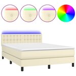 vidaXL Sommier à lattes de lit avec matelas et LED Crème 140x200 cm