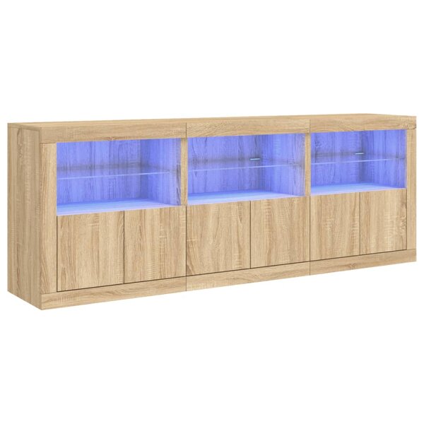 vidaXL Buffet avec lumières LED chêne sonoma 181 5x37x67 cm