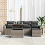 vidaXL Ensemble de canapé de jardin 6 Pièces Gris Poly Rattan