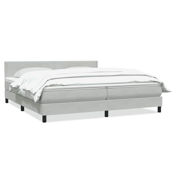 vidaXL Sommier à lattes de lit et matelas gris clair 180x220cm velours