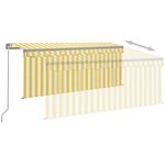 vidaXL Auvent manuel rétractable avec store LED 3x2 5 m Jaune et blanc