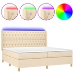 vidaXL Sommier à lattes de lit matelas et LED Crème 200x200 cm Tissu
