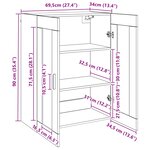vidaXL Armoires Murailles 2 Pièces Chêne noir 69 5 x 34 x 90 cm