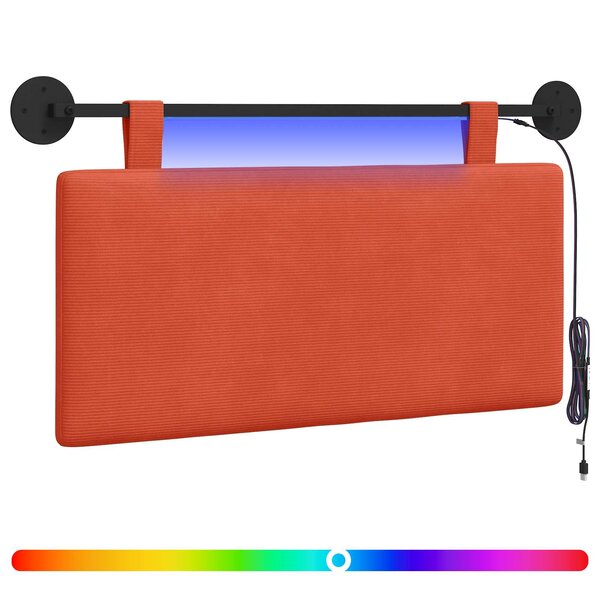vidaXL Tête de lit suspendue Rouge orange Tissu en velours côtelé