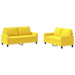 vidaXL Ensemble de canapés 2 Pièces avec coussins Jaune clair Tissu