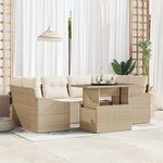 vidaXL Ensemble de canapé de jardin 7 Pièces Beige Poly rotin