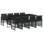 vidaXL Ensemble à manger de jardin 9Pièces coussins noir résine tressée