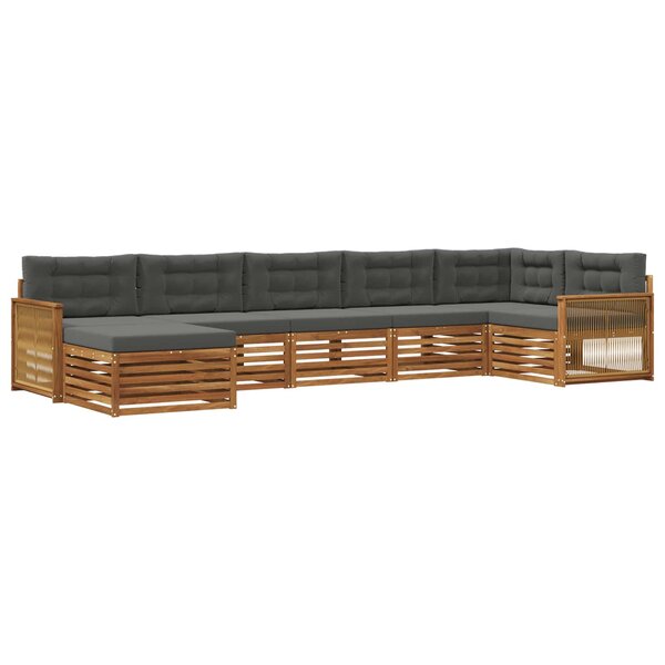 vidaXL Ensemble de canapés d'extérieur 7 pc Naturel et Anthracite