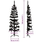 vidaXL Demi sapin de Noël artificiel mince avec support Noir 120 cm