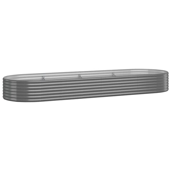 vidaXL Lit surélevé de jardin Acier galvanisé 322x100x36cm gris