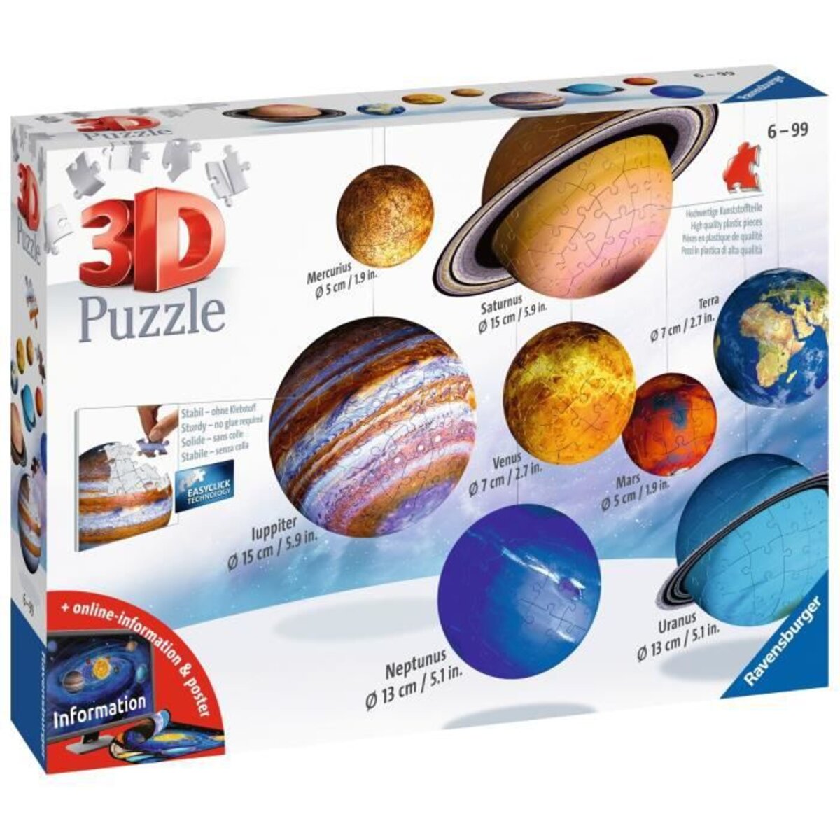 Puzzle 3d systeme solaire - ravensburger - puzzle enfant 3d