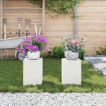 vidaXL Supports de Plantes Extérieurs Pillar 2 Pièces Blanc 24x24x35 cm Acier