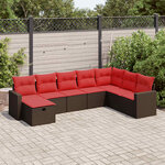 vidaXL Salon de jardin 8 Pièces avec coussins marron résine tressée