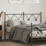 vidaXL Tête de lit de remplacement métal noir 137 cm