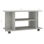 vidaXL Meuble TV et roulettes Gris béton 80x40x40 cm bois d'ingénierie